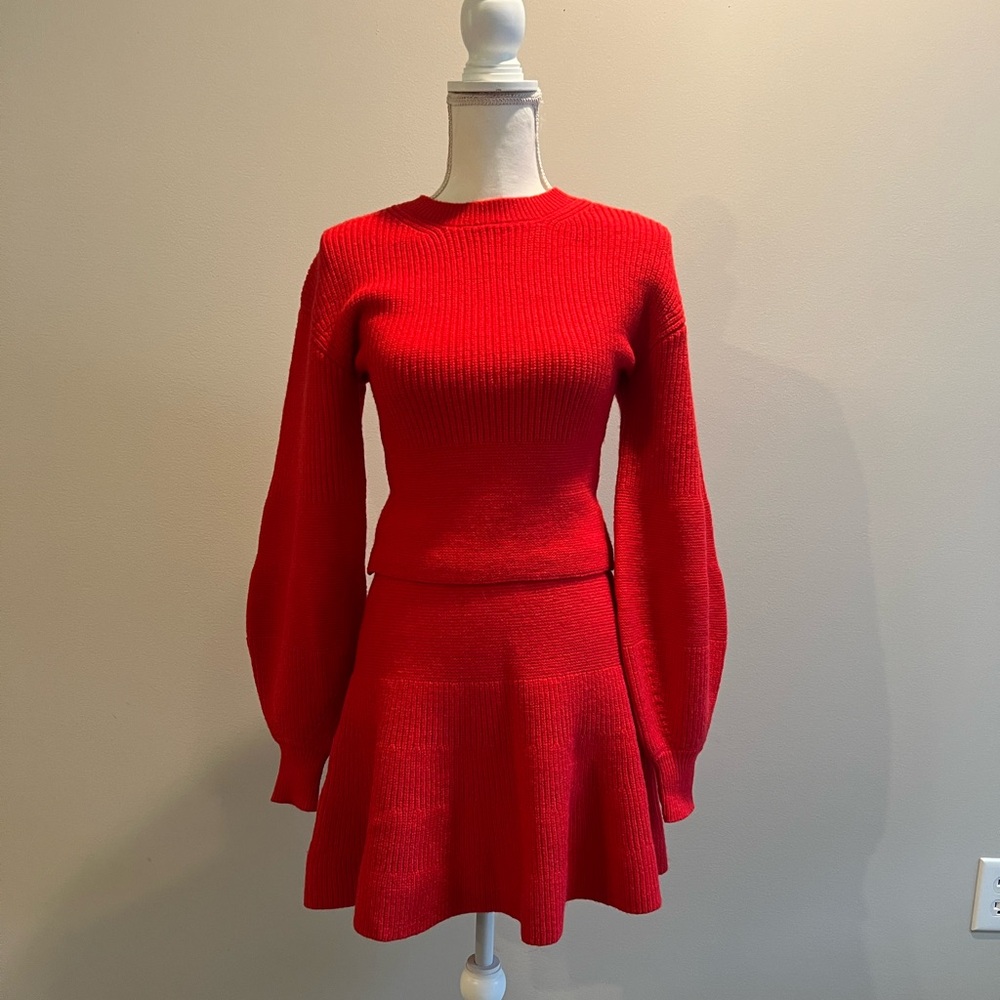 Red Knit sweater set.